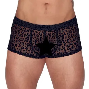 Noir Sheer Animal Print Pants for Him