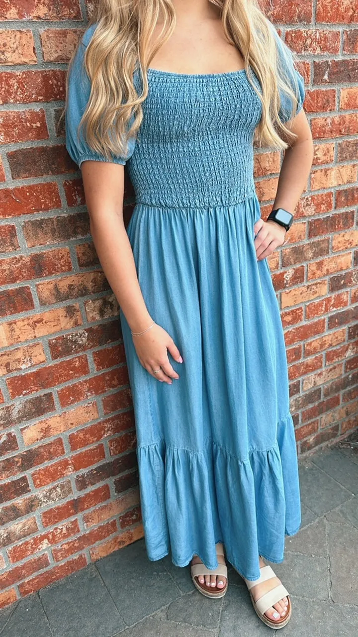 Out Of The Blue Smock Midi Dress