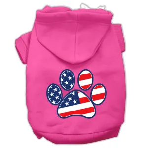 Patriotic Paw Screen Print Pet Hoodies Bright Pink Size M (12)