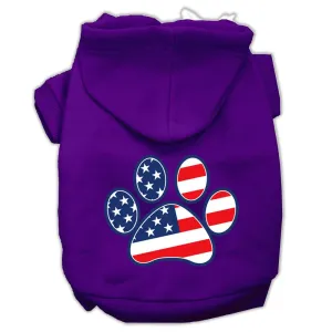 Patriotic Paw Screen Print Pet Hoodies Purple M (12)