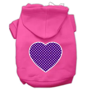 Purple Swiss Dot Heart Screen Print Pet Hoodies Bright Pink Size XXXL (20)