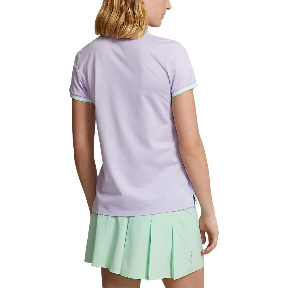 RLX Ralph Lauren Women's Tour Pique Golf Polo Shirt - Flower Purple/Athens Green/White