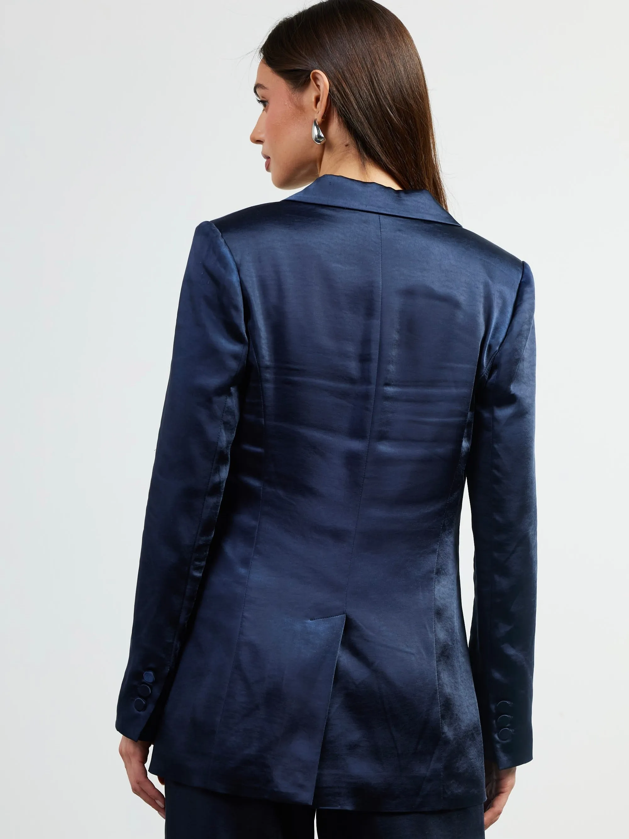 Satin One Button Blazer