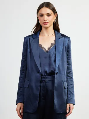 Satin One Button Blazer