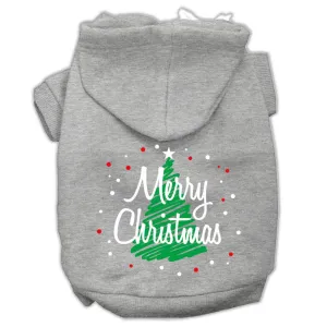 Scribbled Merry Christmas Screenprint Pet Hoodies Grey Size L (14)