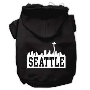 Seattle Skyline Screen Print Pet Hoodies Black Size Med (12)