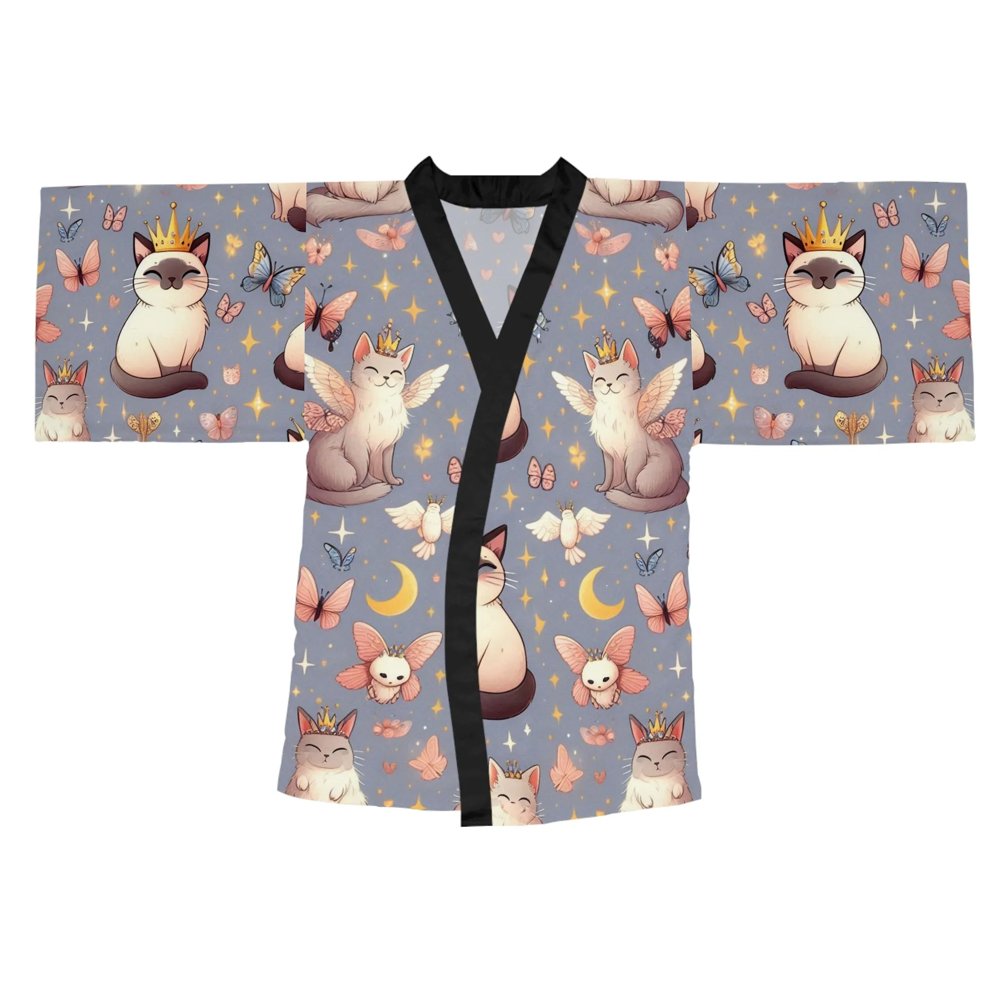 Siamese Queen - Long Sleeve Kimono Robe (AOP)