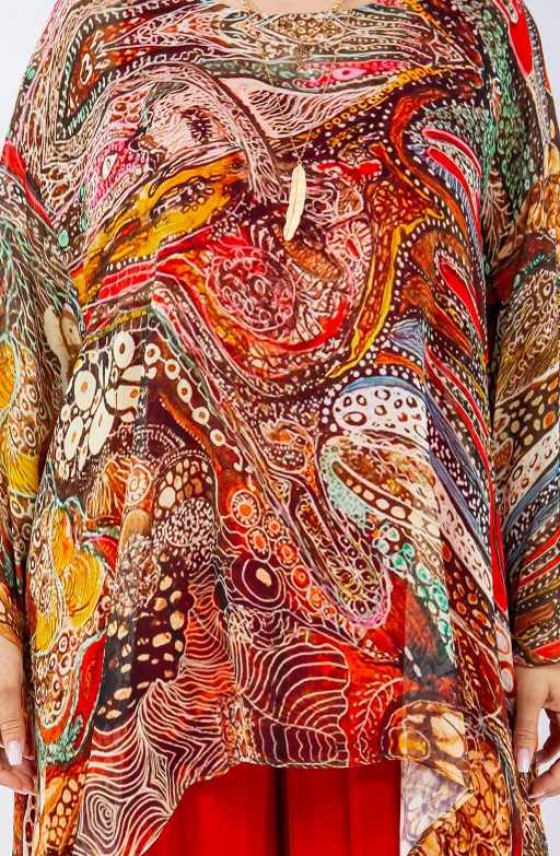 Spirit Dreaming Mosaic hi-low Tunic Top Boho Hippie Chic Resort Wear Sml-10X