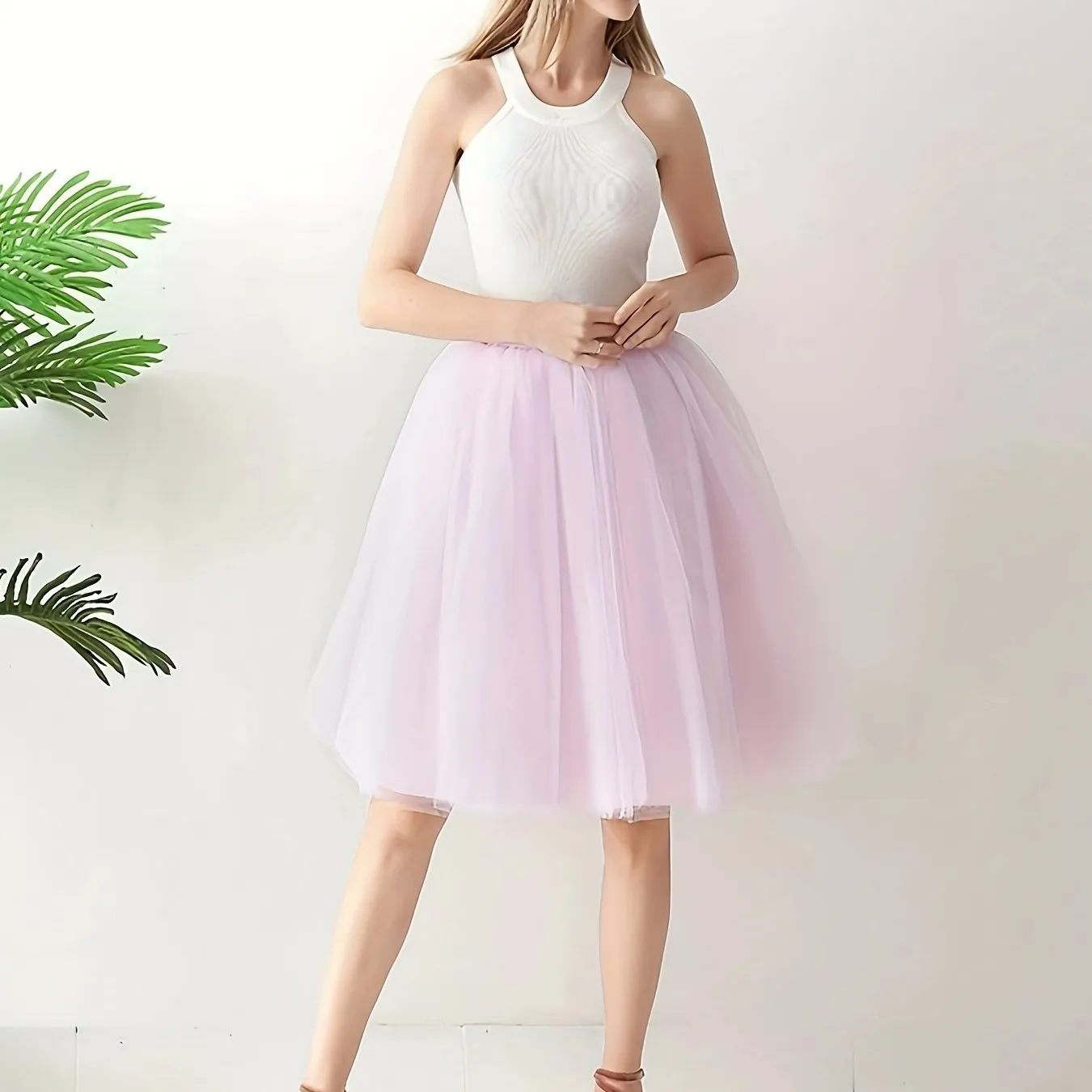 SpringSummer Elastic Waist Mesh Skirt Elegant Womens Clothing