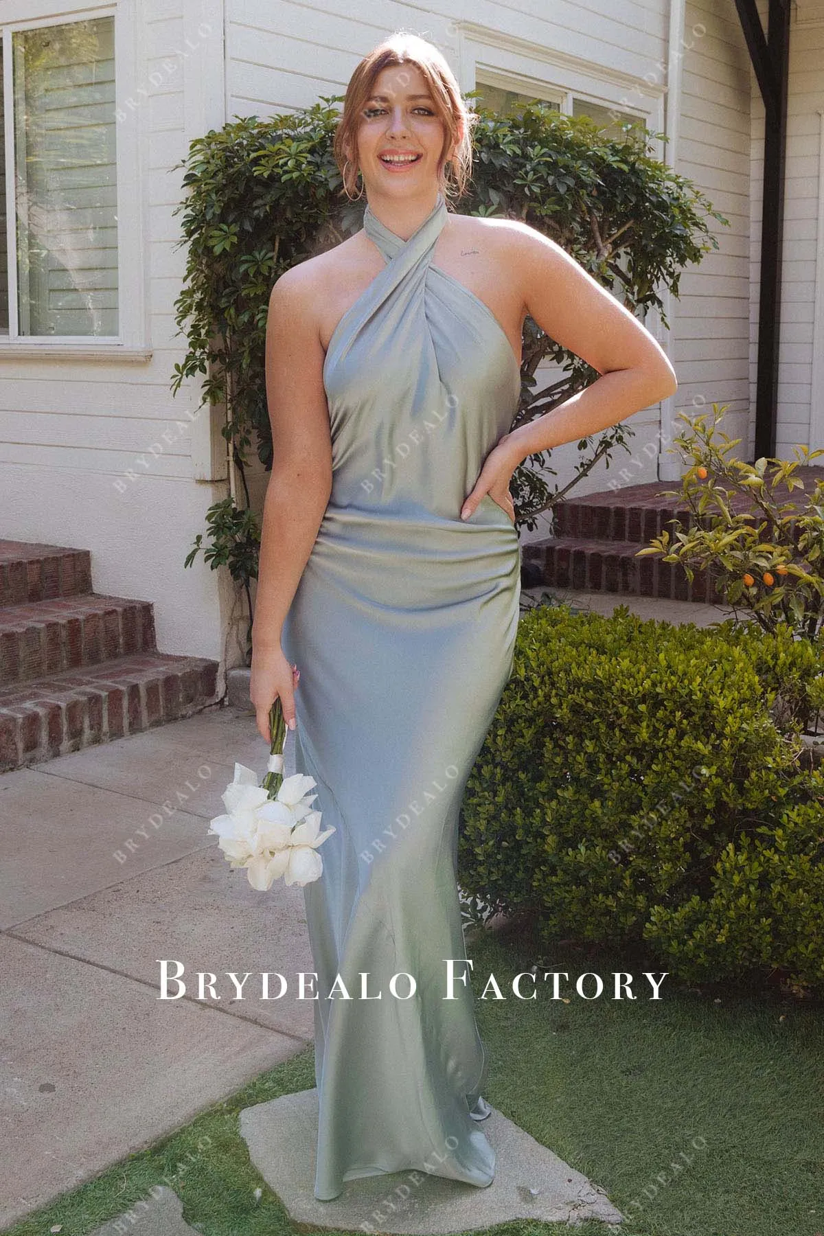 Stunning Sage Charmeuse Mismatched Bridesmaid Dresses