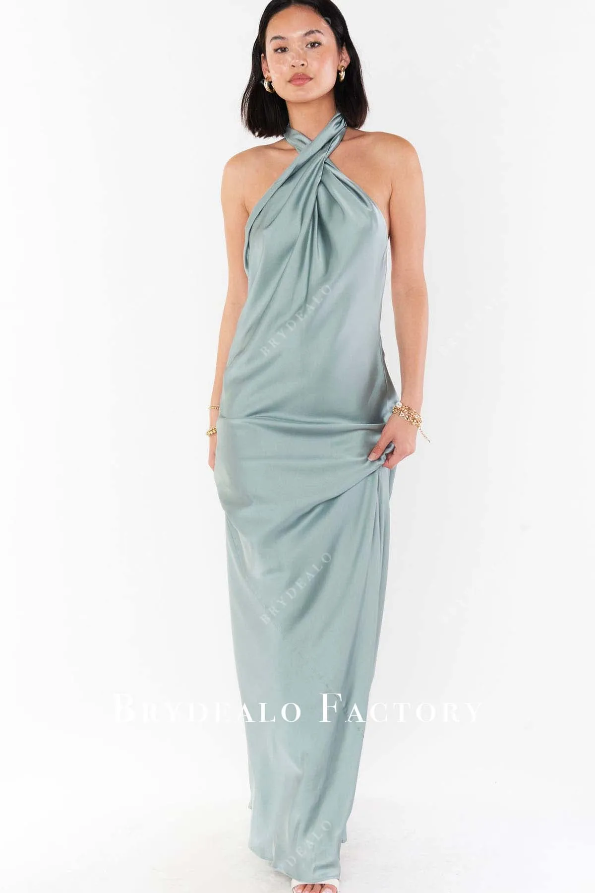 Stunning Sage Charmeuse Mismatched Bridesmaid Dresses