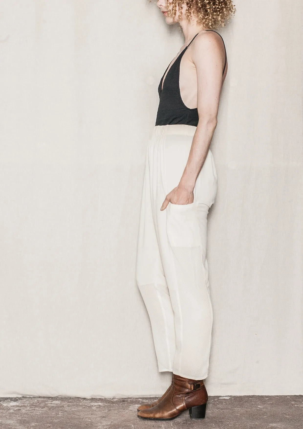 SUMMER PANTS LOOSE - AIRY MESH cream