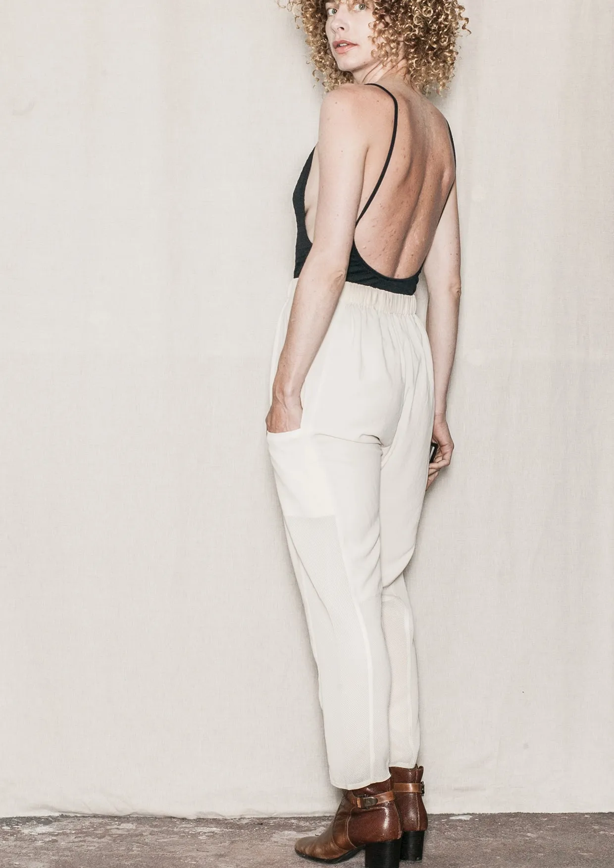 SUMMER PANTS LOOSE - AIRY MESH cream