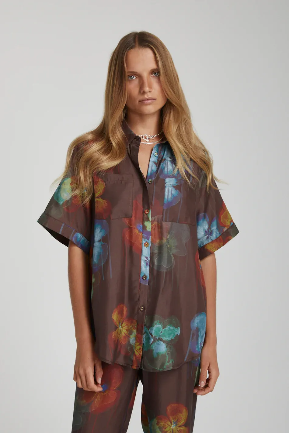 Summi Summi Button Up Shirt/Pansy Drip