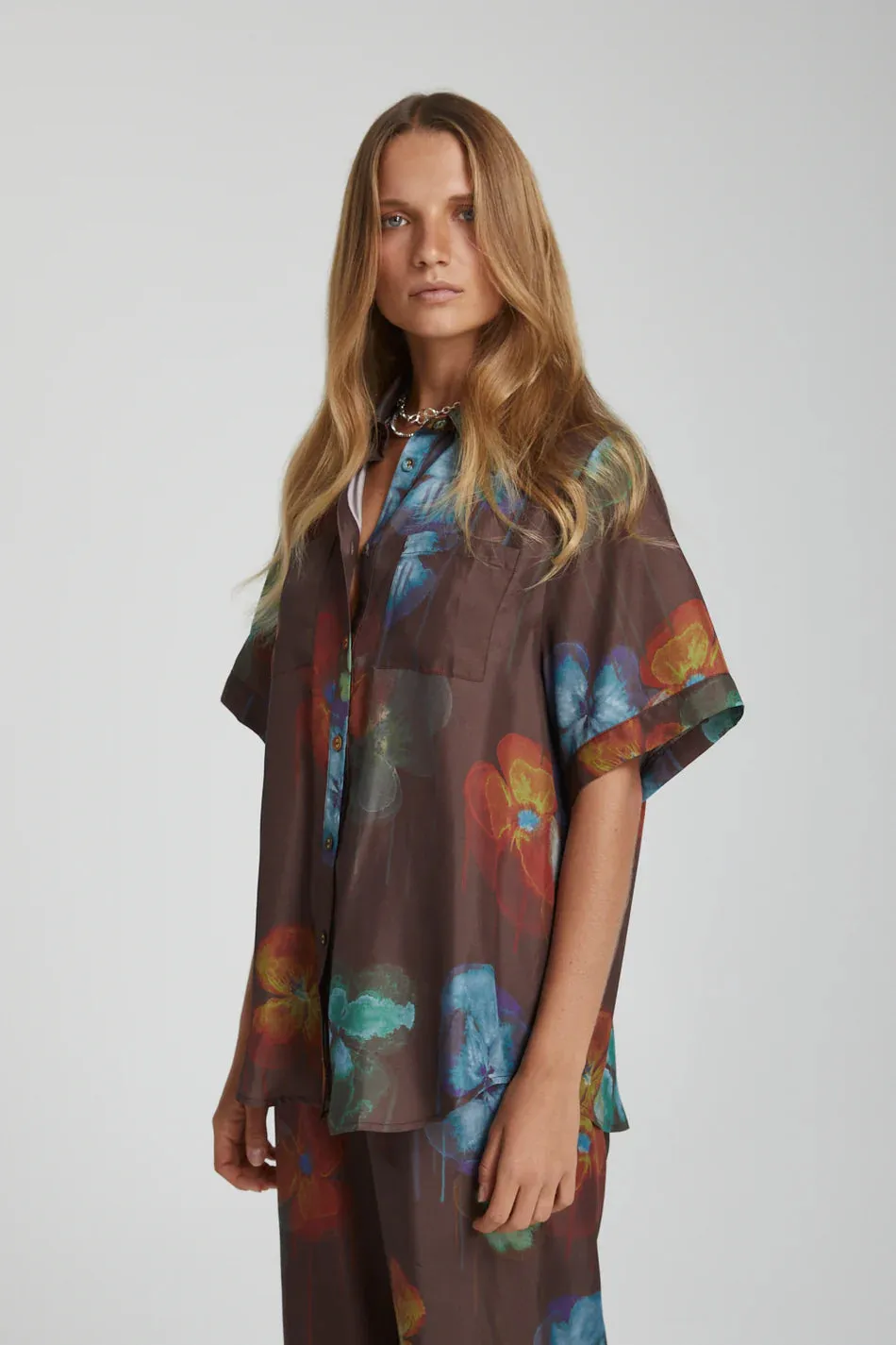 Summi Summi Button Up Shirt/Pansy Drip