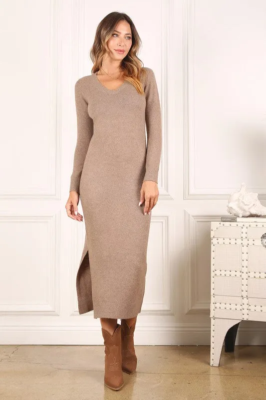 Sylvie V-Neck Sweater Maxi Dress