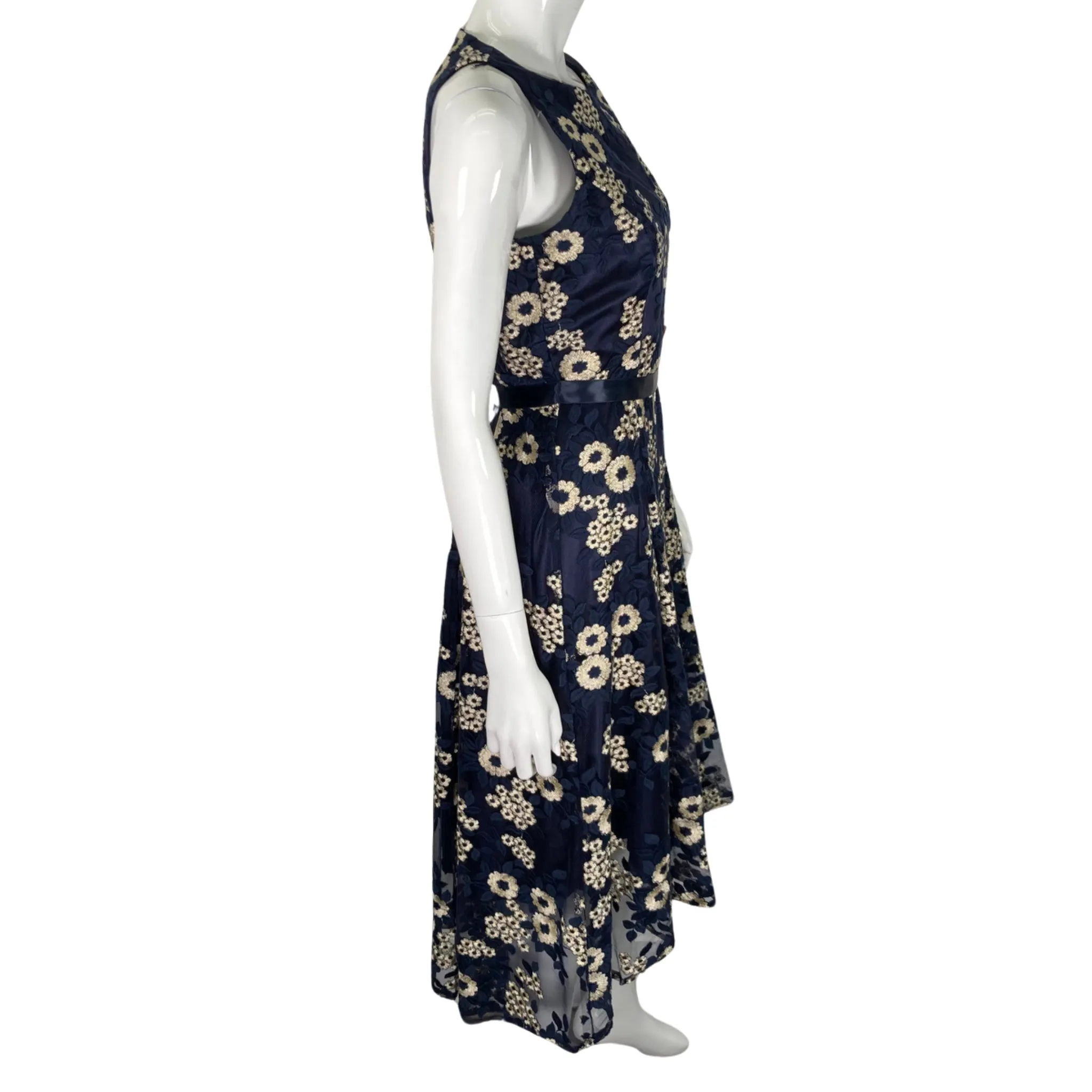 Tahari Elegant Navy-blue Floral Dress