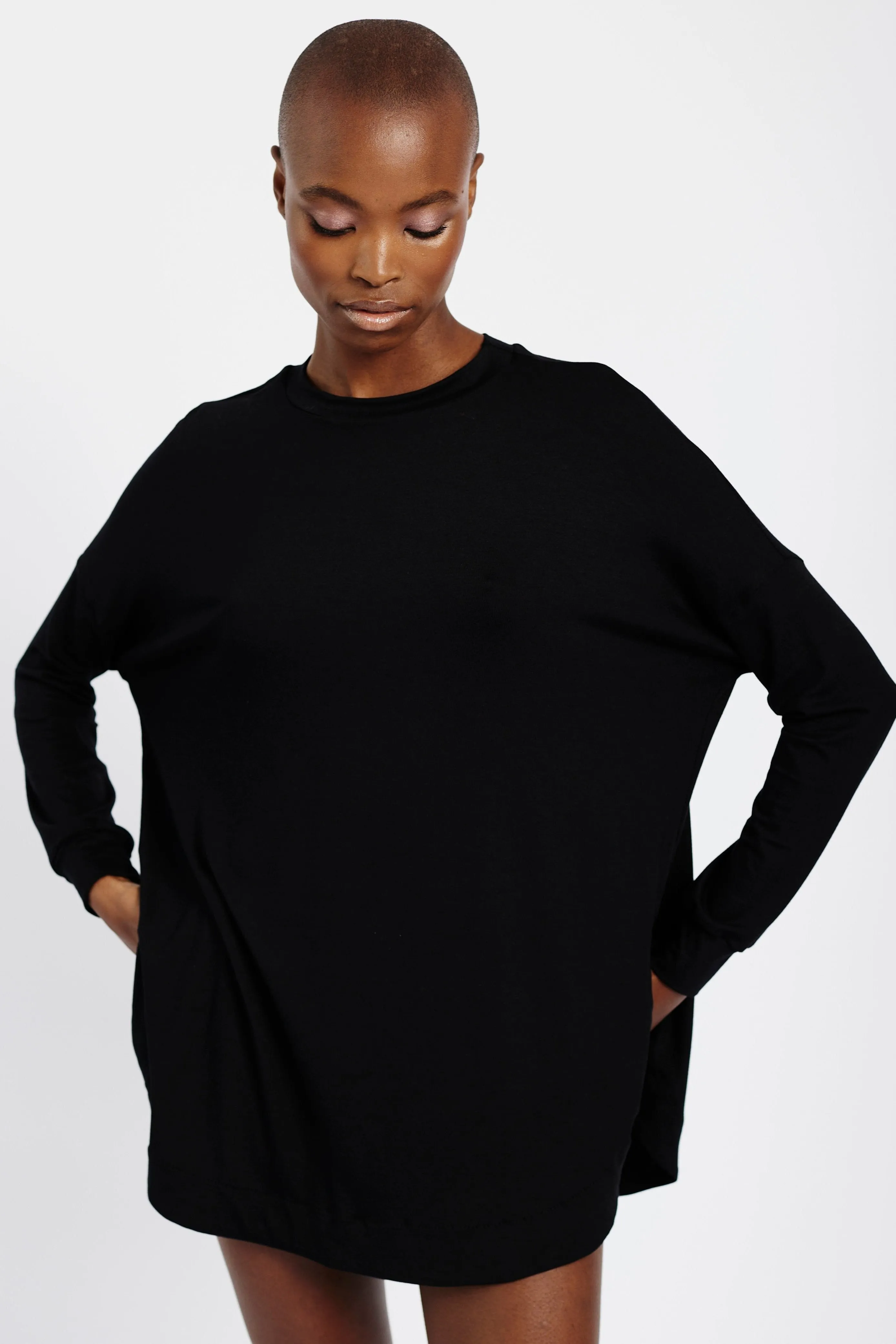 The Dolman Sleeve Essential Knit in Black with Front Seam