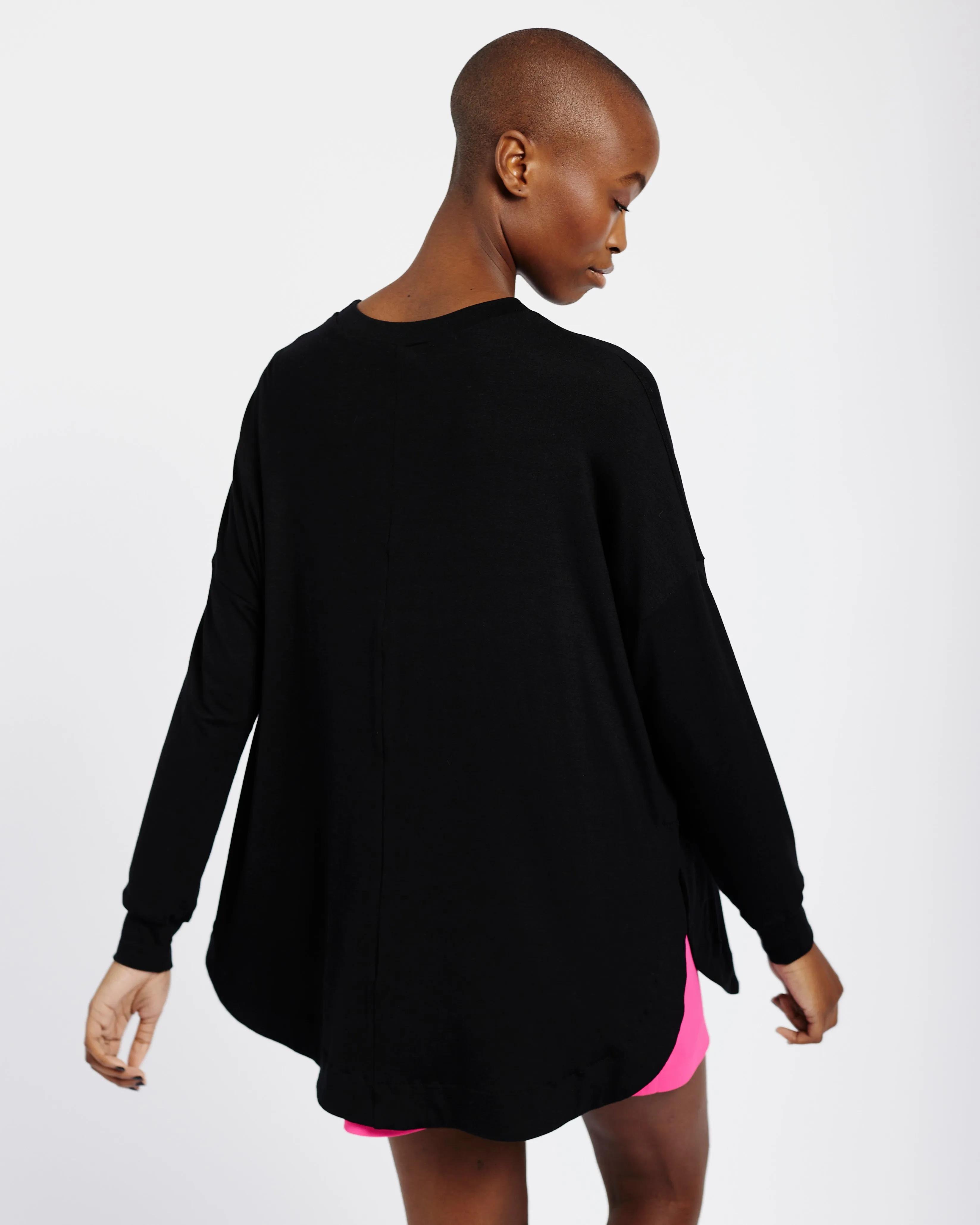 The Dolman Sleeve Essential Knit in Black with Front Seam