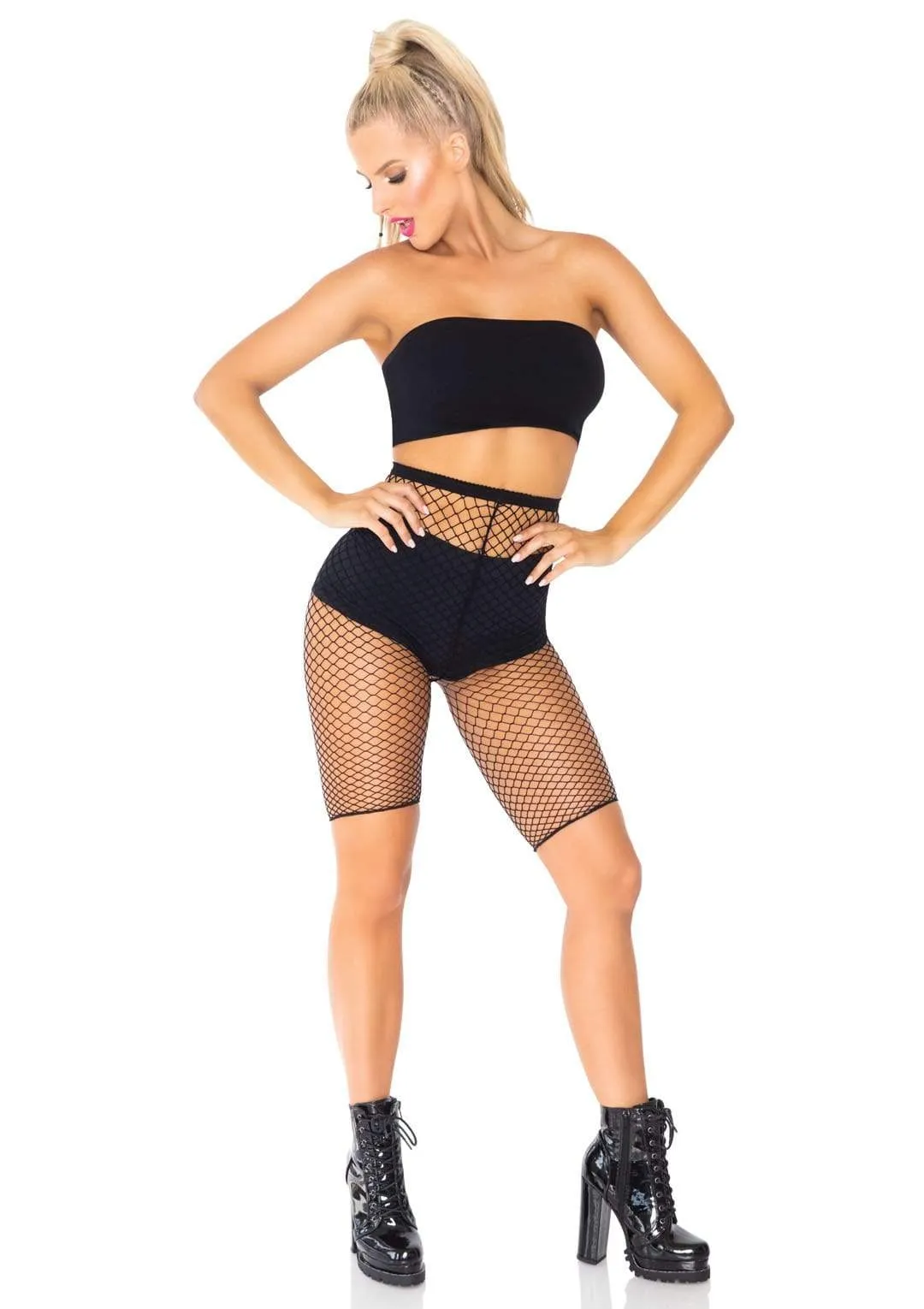 Trouble Maker Fishnet Biker Shorts