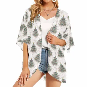 White Christmas  Women's Kimono Chiffon Cover Up