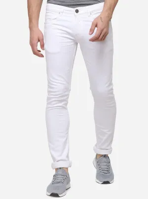 White Narrow Fit Solid Jeans | Greenfibre