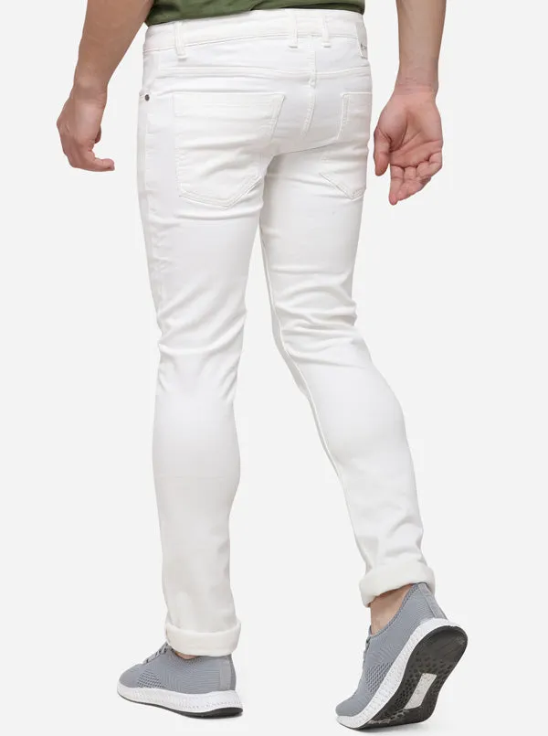 White Solid Narrow Fit Jeans | Greenfibre