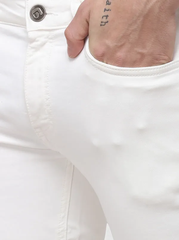 White Solid Narrow Fit Jeans | Greenfibre