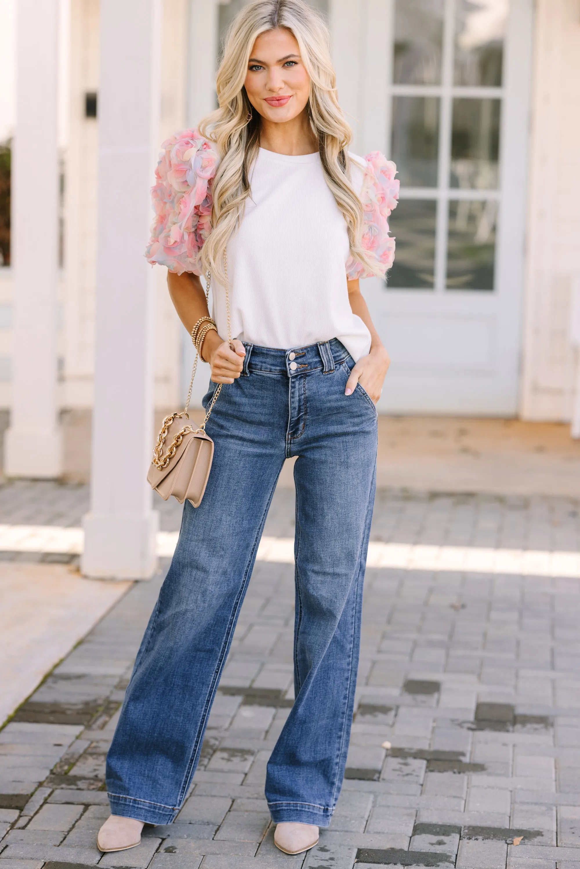 Who You Are White Floral Puff Sleeve Blouse