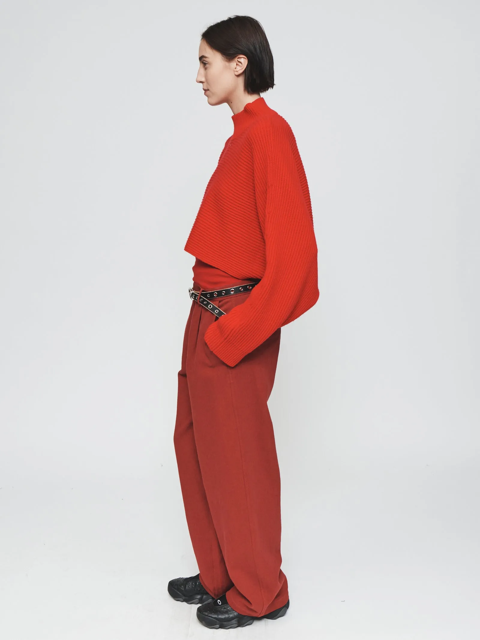 Wide Rib Crop in Rouge