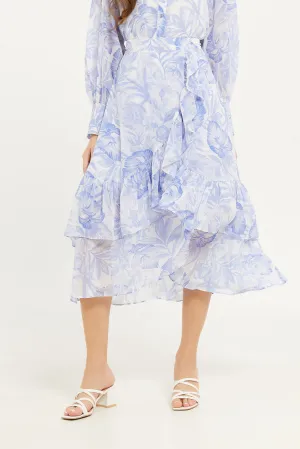 Women Blue Printed Flare Skirts