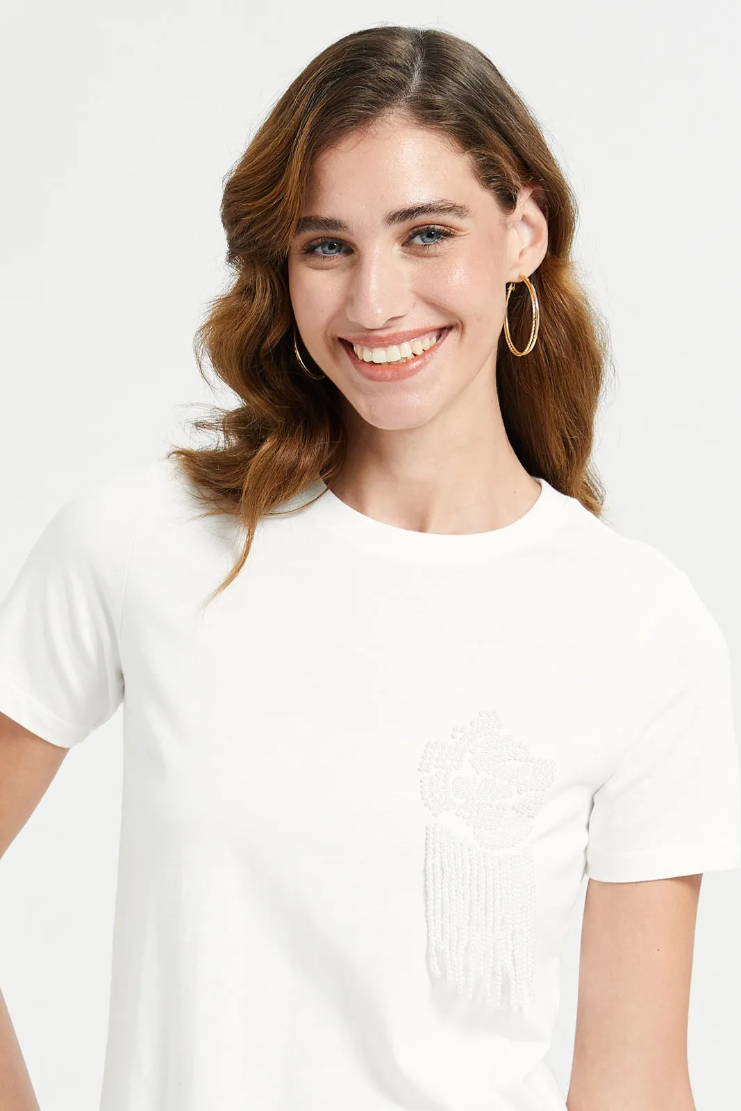 Women White Pearl Barouche Top